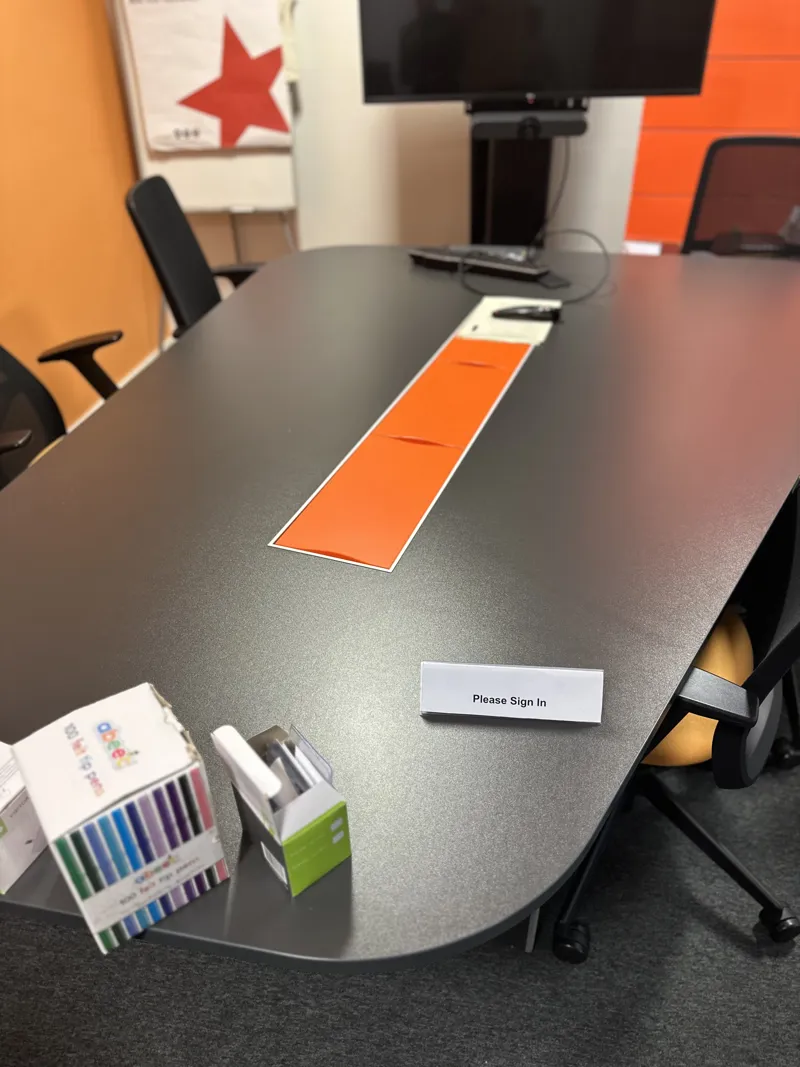 Meeting Room Table with Orange Accent Stripe