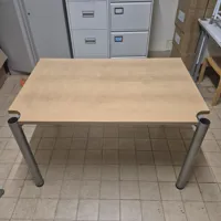 Light Wood Rectangular Table with Metal Legs