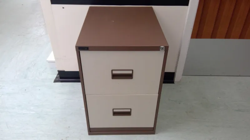 3 x 2-Drawer Metal Filing Cabinet, Beige/Taupe, No Keys