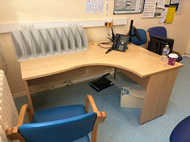 large curved desk