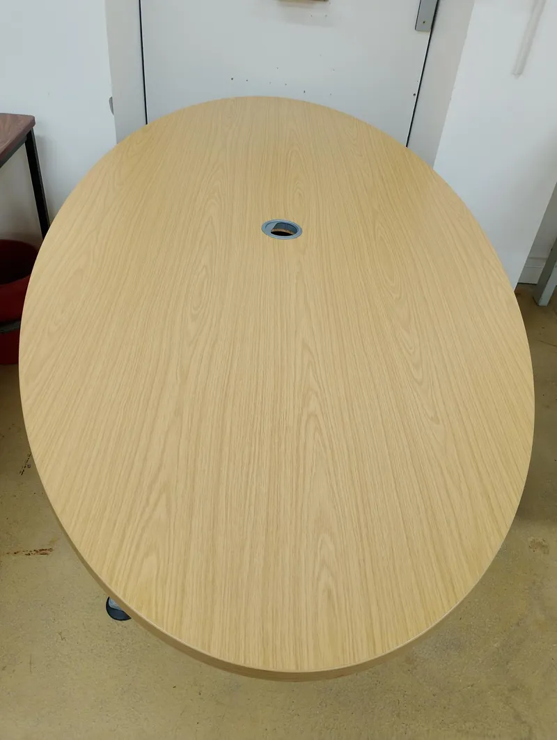 Round Wooden Meeting/Dining Table - Natural Oak Finish