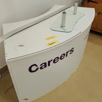 White Counter/Reception Desk with Glass Shelf