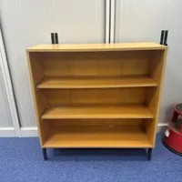 Wooden Bookshelf with 3 Shelves and Metal Legs