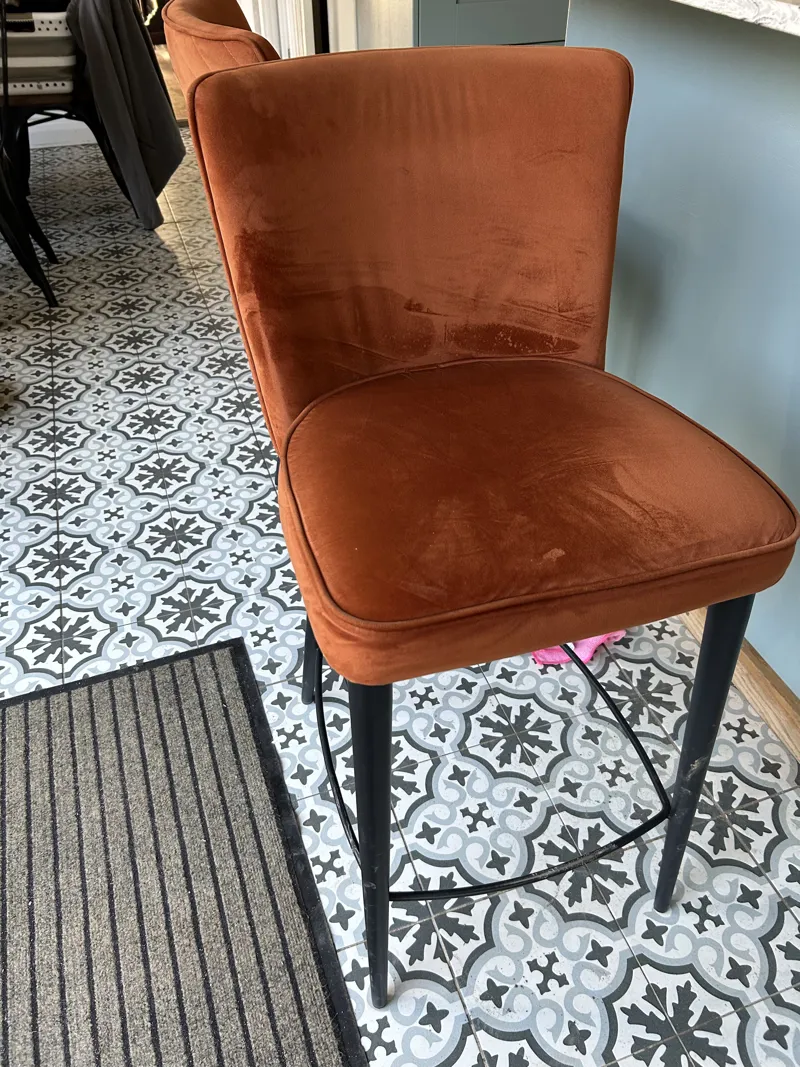 Rust/Orange Upholstered Dining Chair with Black Legs