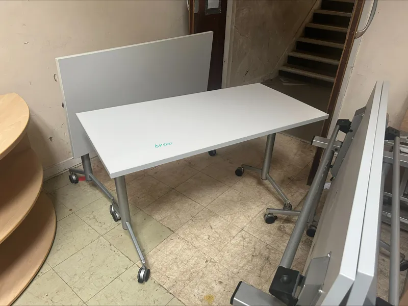 White Mobile Flip-Top Training Table