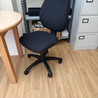 Black Fabric Office Chair with Wheels