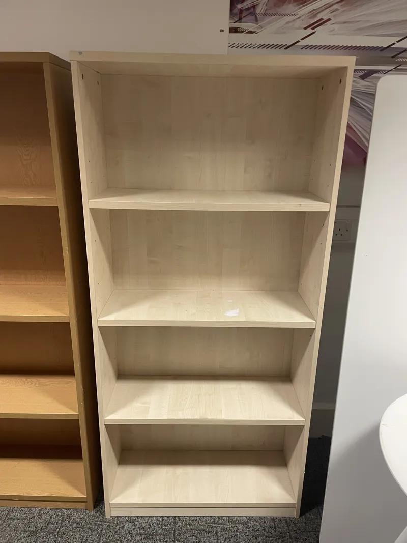 4-Shelf Wooden Bookcase / Storage Unit - White/Cream