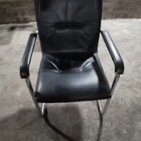 Black Leather Cantilever Visitor Chairs