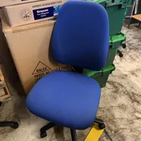 Blue Fabric Office Chair with Black Base and Castors