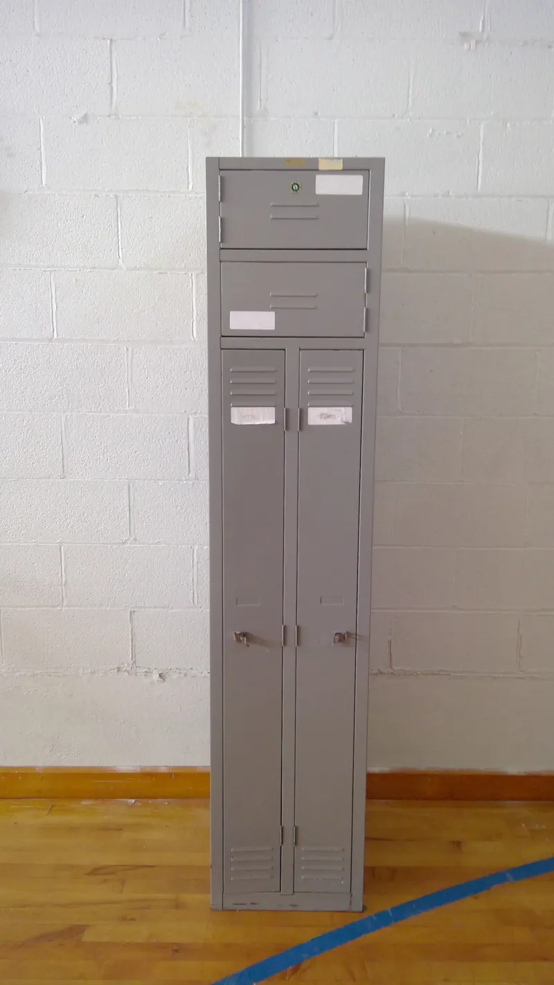 Grey Metal Storage Locker Unit - 1x bank with two lockers