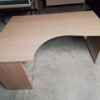 Beech Effect Curved Office Desk with Return