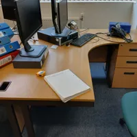 Office Furniture Bundle: Desks, Drawers, Monitors & Accessories