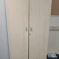 Tall Cream Storage Cupboard with Two Doors and 5 shelves
