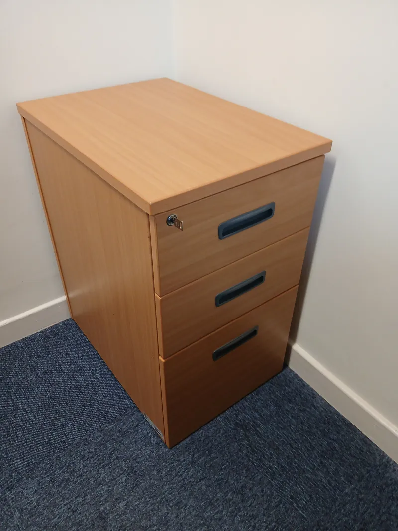 Wooden 3-Drawer Mobile Storage Unit with Lock and key