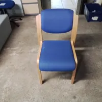 Stacking Chairs with Blue Upholstery - Wooden Frame