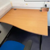 Light Oak Wave Desk with Grey Frame