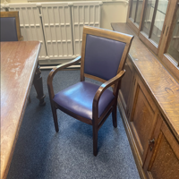Wooden Framed Office Chair with Navy Upholstery