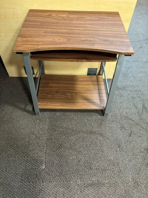 Wooden Two-Tier Side Table with Metal Frame
