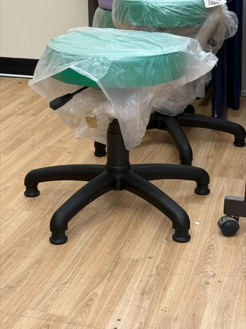 Office Chair with Green/Purple Seat Pad - Black Base