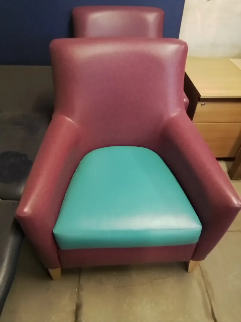 Pink & Turquoise Upholstered Armchair with Headrest