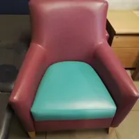Pink & Turquoise Upholstered Armchair with Headrest