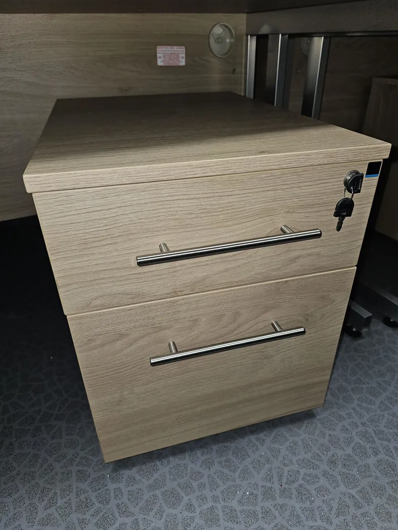 Light Oak 2-Drawer Mobile Pedestal Filing Cabinet with Lock