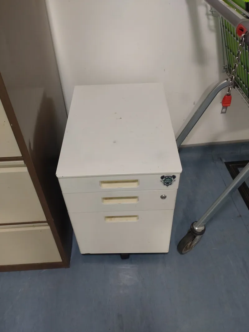 White Mobile Pedestal Desk Drawers - 3 Drawer Unit