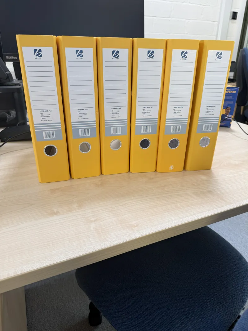 Yellow Lever Arch Files - 6 units
