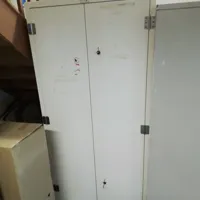 White Metal Storage Cabinet with Lockable Doors