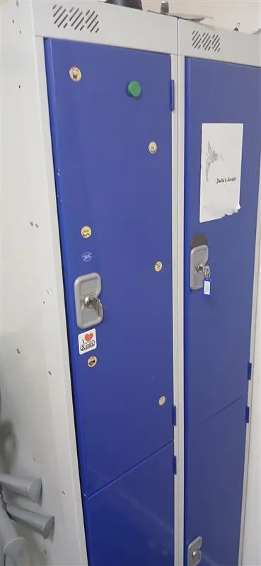 Blue Metal Lockers - Pair of Personnel Storage Units