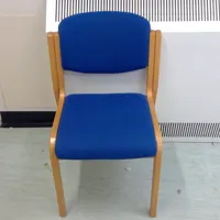 Wooden Stacking Chair with Blue Fabric - Office/Meeting Room