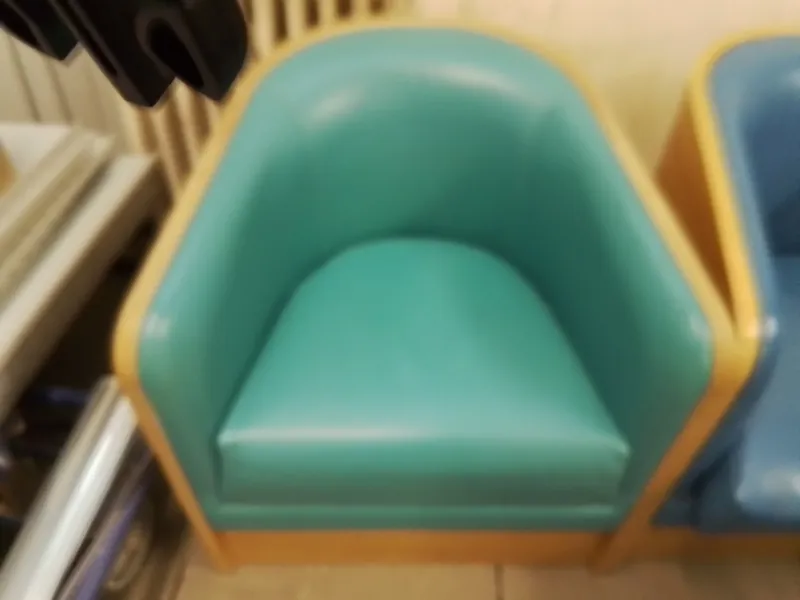 Turquoise Upholstered Armchair with Wooden Frame, very heavy