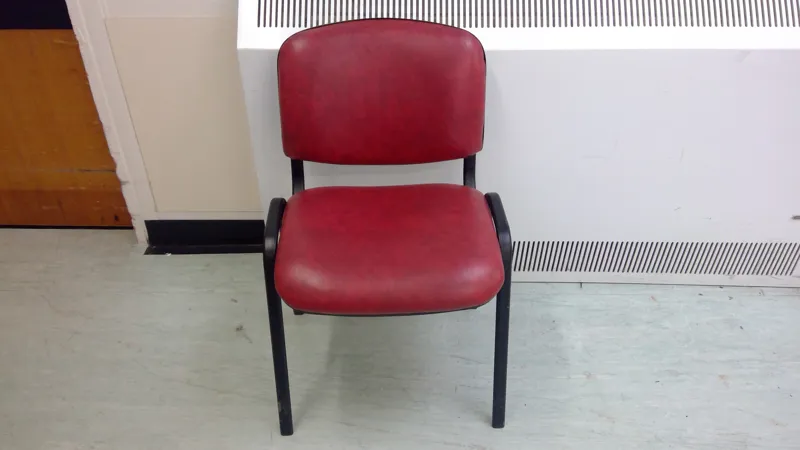 Red Padded Office Chair with Black Frame