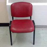 Red Padded Office Chair with Black Frame