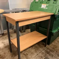Wooden Work Table with Shelf - Light Oak