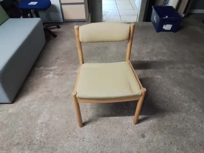 Wooden Framed Dining Chair with Cream Upholstered Seat and Back