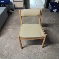 Wooden Framed Dining Chair with Cream Upholstered Seat and Back