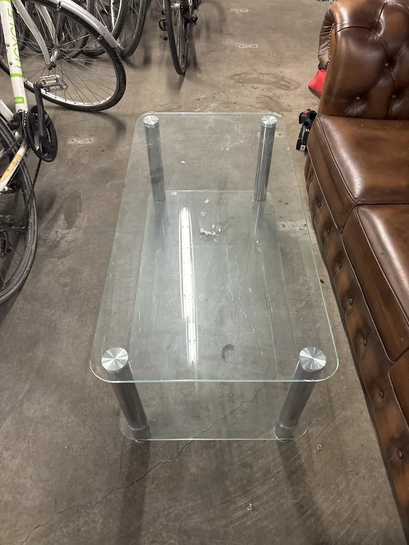 Glass Display Table with Chrome Supports