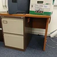 Wooden Desk with 2-Drawer Filing Cabinet Unit