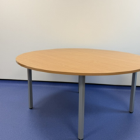 Round Meeting Table - Natural Timber Top with Metal Legs