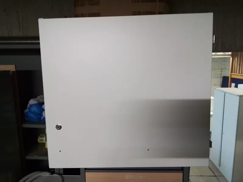 White Storage Cabinet with Lockable Doors