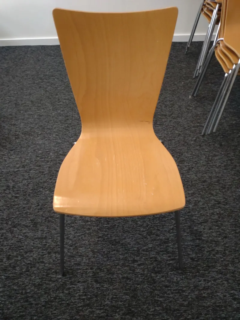 Beech Veneer Stacking Chair with Metal Legs