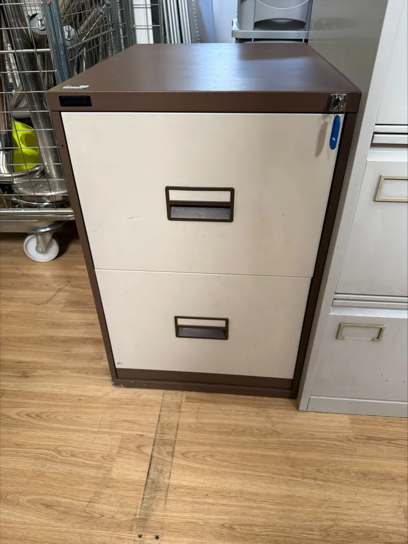 2-Drawer Filing Cabinet - Lateral, Cream/Brown