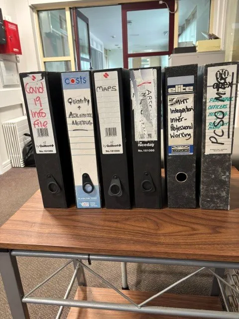 6x Black Lever Arch Files with Labels (Office Storage)