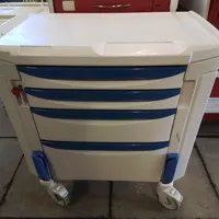 Medical Procedure Trolleys - White with Blue Drawers