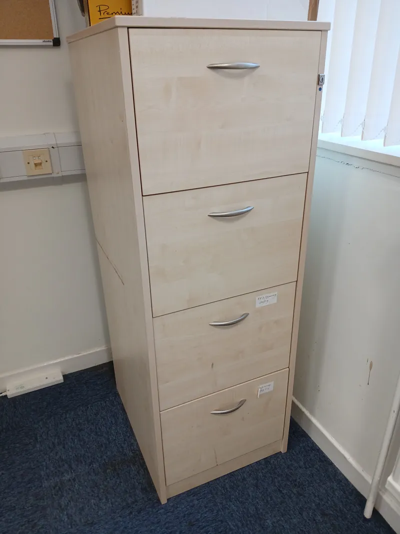 4-Drawer Lateral Filing Cabinet - Beige/Natural Wood