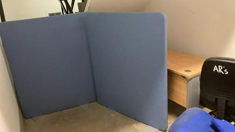 Blue Acoustic Partition Panels - Set of 2 Freestanding Dividers
