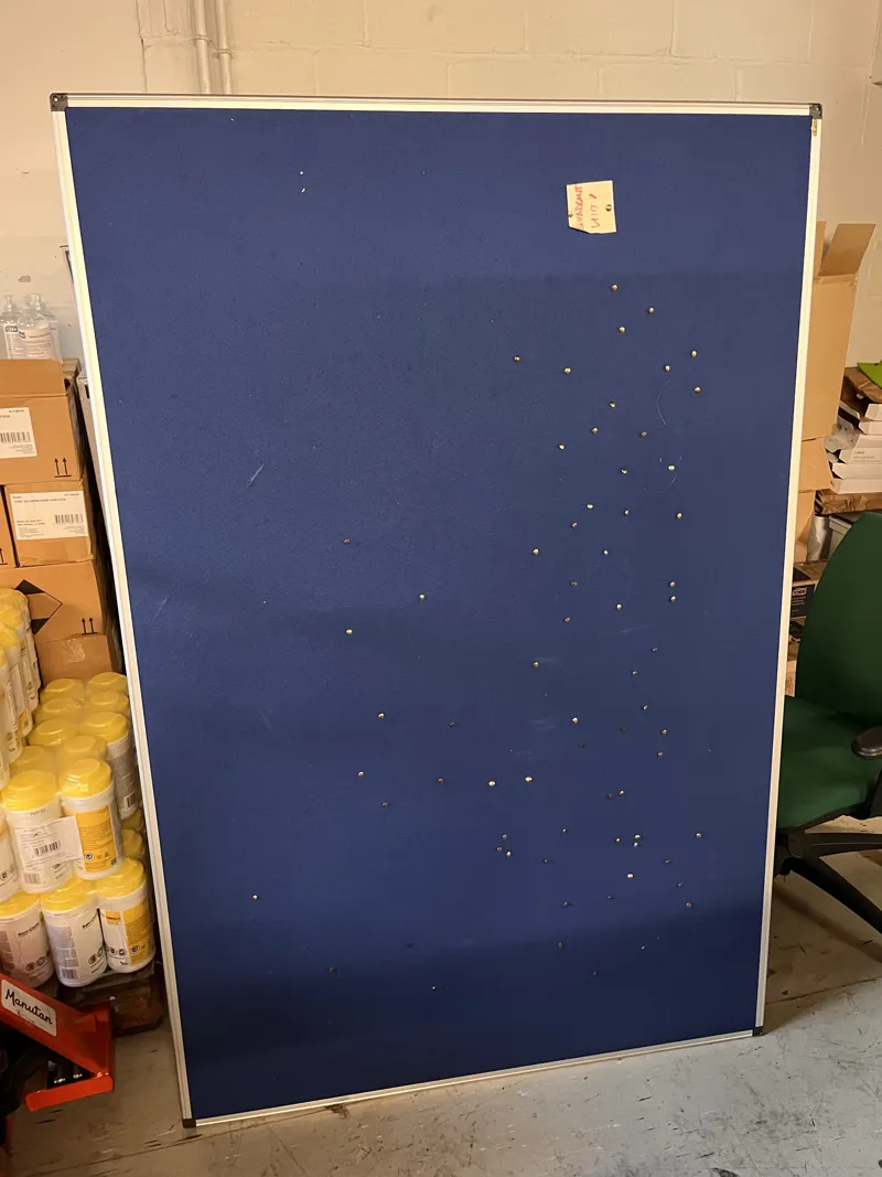 Large Blue Fabric Noticeboard with Metal Frame