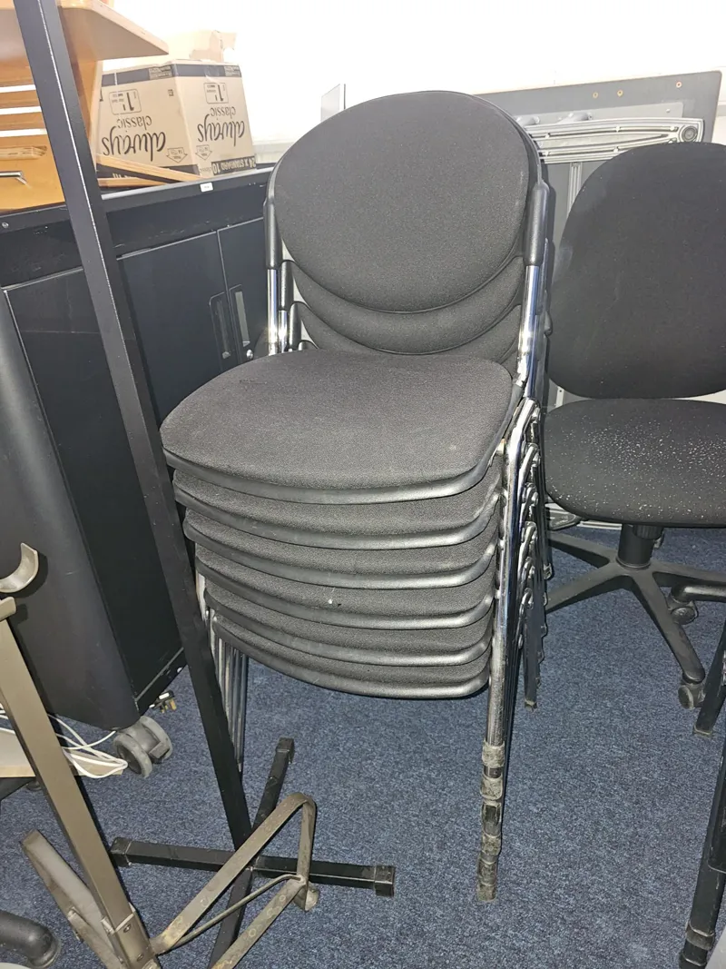 Stacking Chairs - Black Fabric, Metal Frame (Qty6)