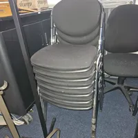 Stacking Chairs - Black Fabric, Metal Frame (Qty6)